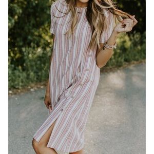 ROOLEE NWT Size M Mesa Stripe Button Dress